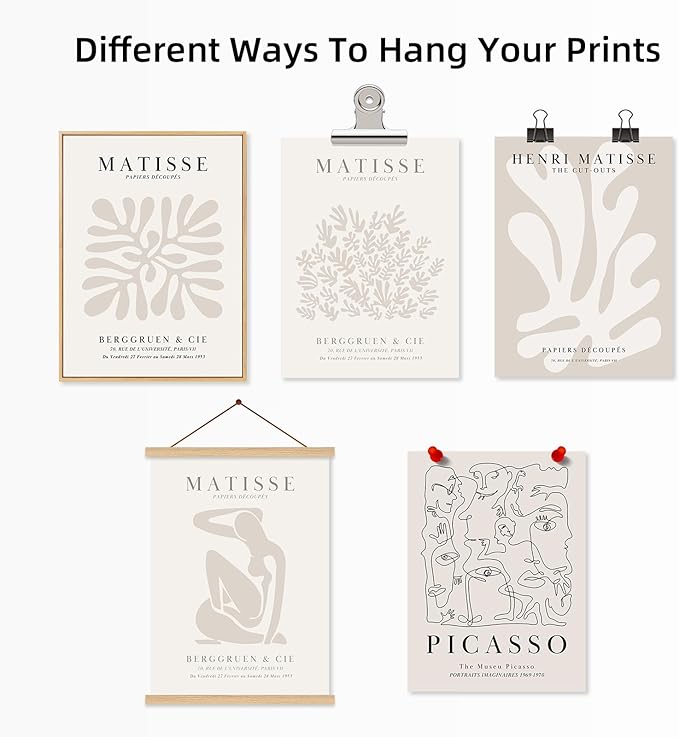 Henri Matisse Wall Art Prints Flower Abstract Canvas Pictures Aesthetic Beige Wall Art Decor Matisse Picasso Poster Gallery Vintage Painting Artwork for Bedroom 8x10 Inch Unframed Set of 6