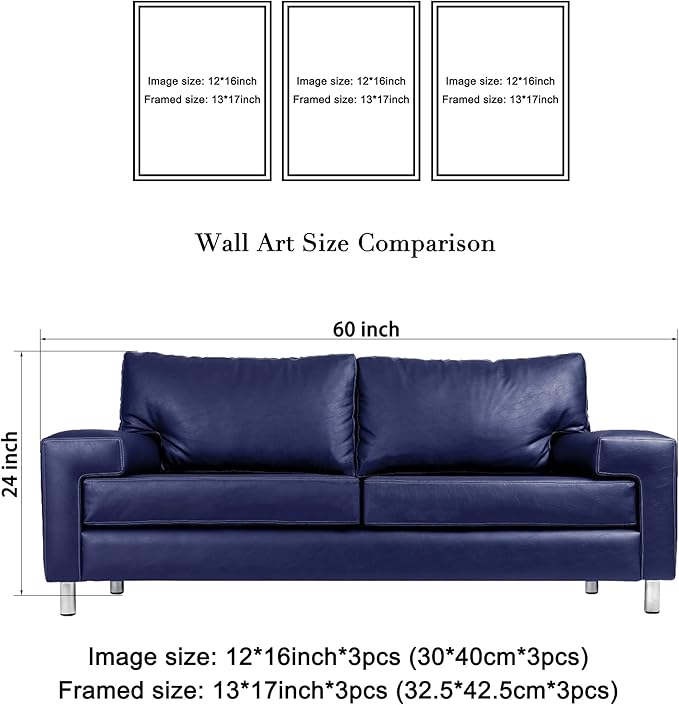 Wieco Art Framed 3 Panels Canvas Prints of Vincent Van Gogh Paintings Reproduction Starry Night Over the Rhone Cafe Terrace at Night Canvas Wall Art for Home Office Decor