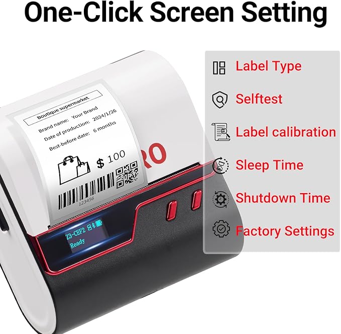 ORGBRO Z3 Label Maker Machine with Tape, 2-3 Inch Bluetooth Thermal Label Printer, Portable Sticker Printer for Small Business Office Home Organization Barcode Address, Compatible with Phones & PC