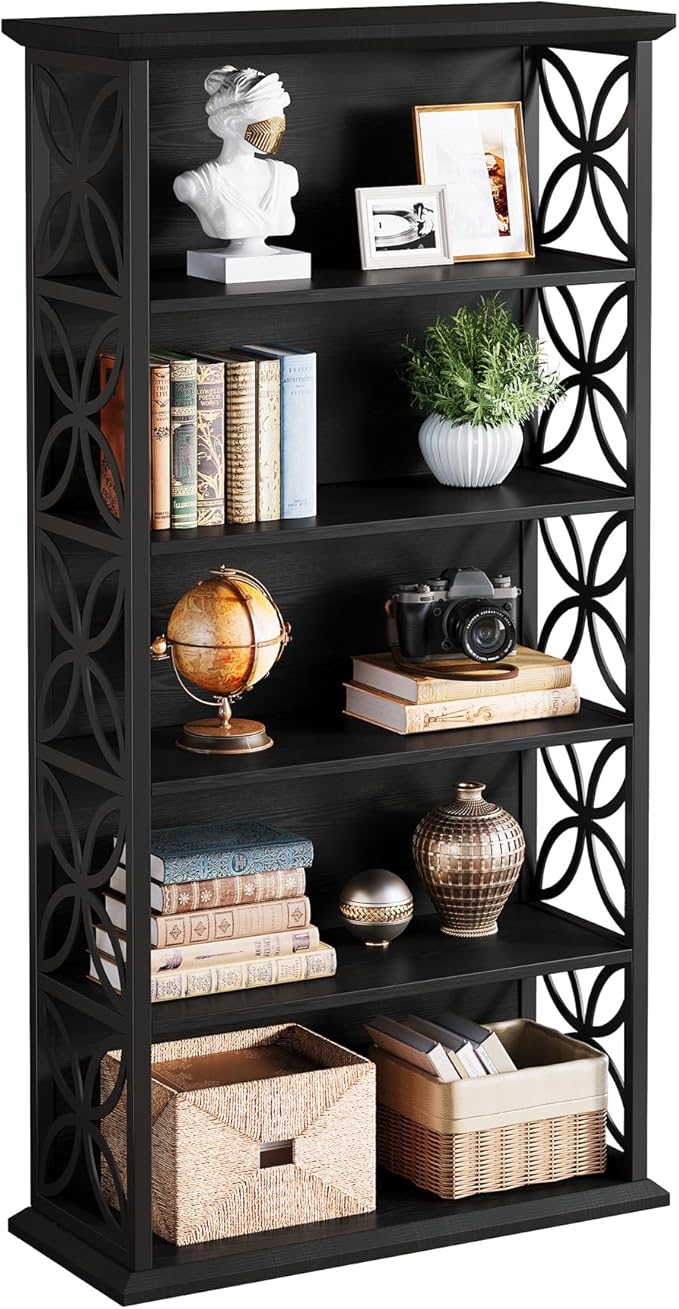 Tribesigns 6-Tier Tall Bookshelf, 71" Industrial Bookcase with Metal Frame, Freestanding Open Storage Shelves for Home Office, Living Room, Bedroom