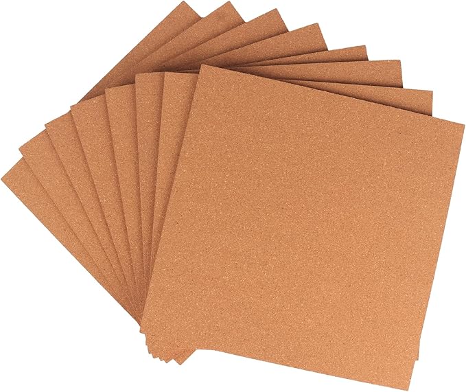 Corksidol Cork Board Tiles, 12" X 12" X 1/4",Corkboard, Premium Natural Cork for Bulletin Board, Mini Wall, 72 Self Adhesive Squares Included,8 Pack
