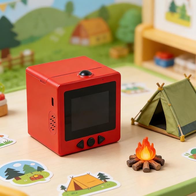 AI Voice Sticker Printer | Smart Mini Thermal Printer Box | AI Voice Control Label Sticker Maker Machine with Display | DIY Mini Photo Label Printers Smart Toy for Kids, Office & School