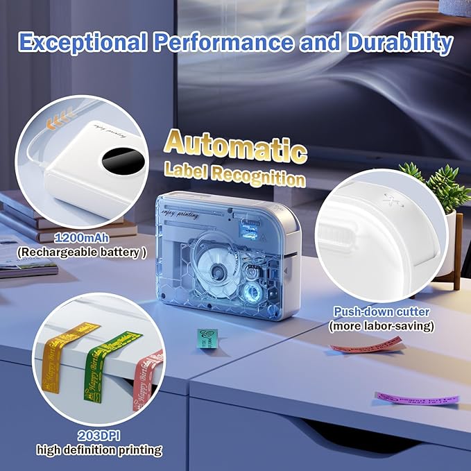 Phomemo Ribbon Printer, A30 Thermal Transfer Printing Bluetooth Wireless Portable Small Label Maker Machine with 4 Tapes, Mini Sticker Printer Rechargeable for Gift Wrapping, DIY Crafts, Mother’s Day