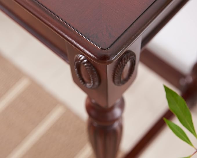 Solid Wood Computer Writing Desk with 2 Storage Drawers, Traditional Vanity Dressing Table, Small Home Office Desk, Corner Table, Easy Assembly 39.37” x 15.74” x 30.9” Cherry Red Walnut SSZ1533WD
