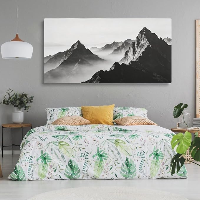 Black Mountain Landscape Framed Canvas Wall Art for Living Room, Nature Decor 58" L x 28" W