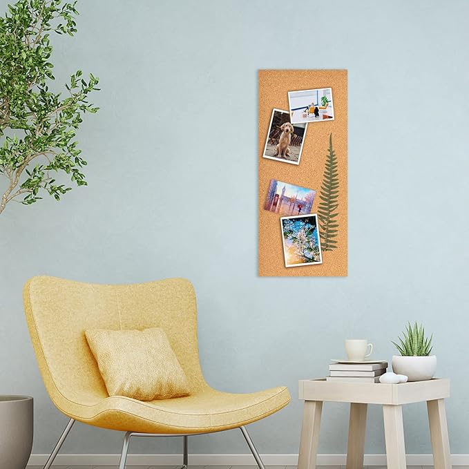 17x8 Cork Board Tiles Bulletin Board, 1/2" Thick Self-Adhesive Cork Boards for Walls, Cork Tiles Vision Board for Home, Office, School, Bulletin Board Decorations(12mm,2pc)