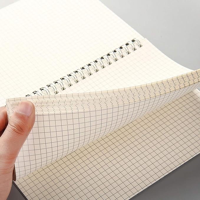 Yansanido Spiral Notebook, 3 Pcs A5 Thick Plastic Translucent Frosting Hardcover Graph Paper 80 Sheets -160 Pages Journals for Study and Notes (A5 5.7" x 8.3"- Grid 3pcs)