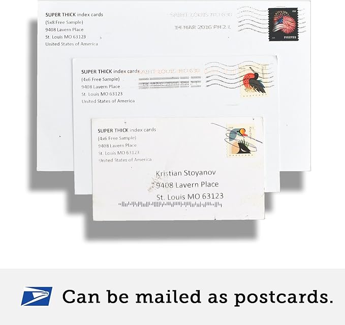 100 SUPER THICK 3x5, 17pt, blank, heavyweight index cards, note cards, postcards, flash cards