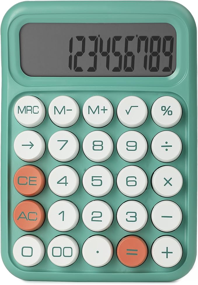 Mr. Pen- Mechanical Switch Calculator, 12 Digits, Large LCD Display, Earthy Green Calculator Big Buttons