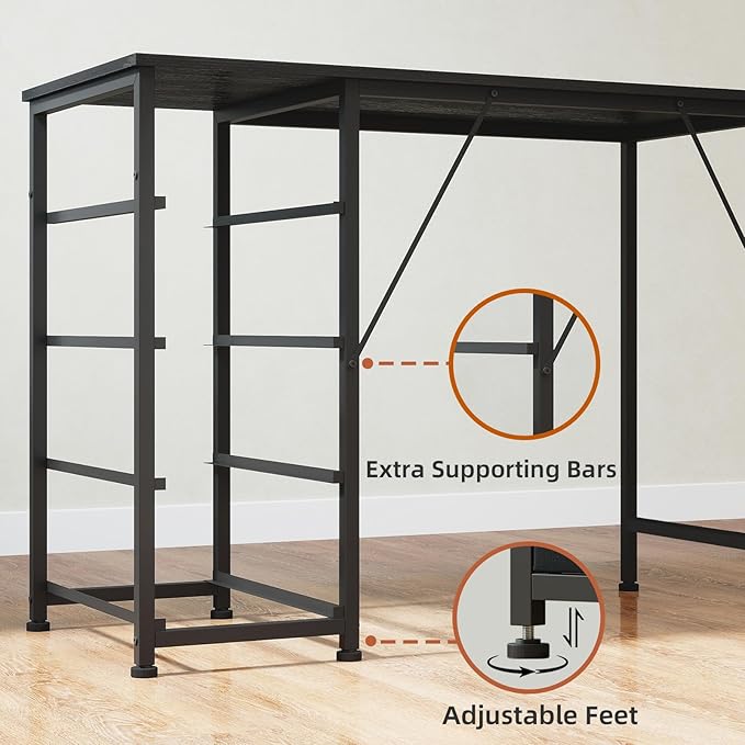 Somdot 47" Computer Desk with 4 Drawers for Bedroom,Simple Home Office Writing Desk,Gaming Table with Storage,Modern Work for Home Office, Study, Living Room,Black