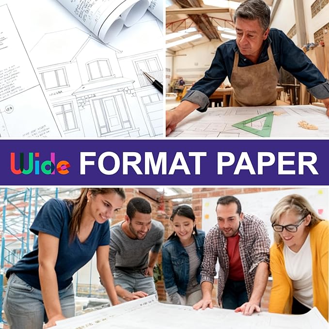 24" x 150ft Wide Format Paper 2" Core, White Plotter Paper CAD Bond 2 Rolls