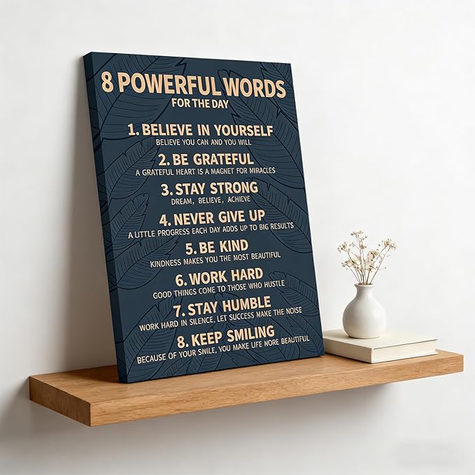8 Rules Of Life Canvas Wall Art Motivational Office Painting Picture Wall Decor Inspirational Positive Sayings Poster Print Artwork for Suitable for Office School Library Decor 12x16 in Wrapped Canvas