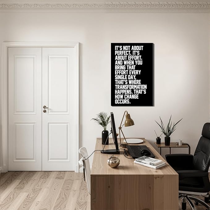 Gym Motivational Framed Canvas Wall Art Hustle Grind Prints Wall Decor for Fitness Studio Office Man Cave Bedroom Living Room Made in USA