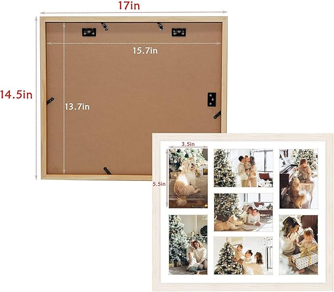 Golden State Art, Set of 10, 13.7x15.7 Distressed White Wood Collage Frame - White Mat - Displays Seven 4x6 Photos - Real Glass, Sawtooth Hanger, Swivel Tabs - Wall Mounting, Landscape, Portrait