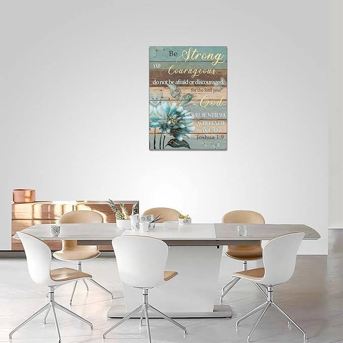 Christian Wall Art Bible Verse Floral Pictures Wall Decor Religious Scripture Flower Canvas Painting Modern Home Decoration Artwork for Bathroom Bedroom Living Room Office Framed 12"x16"