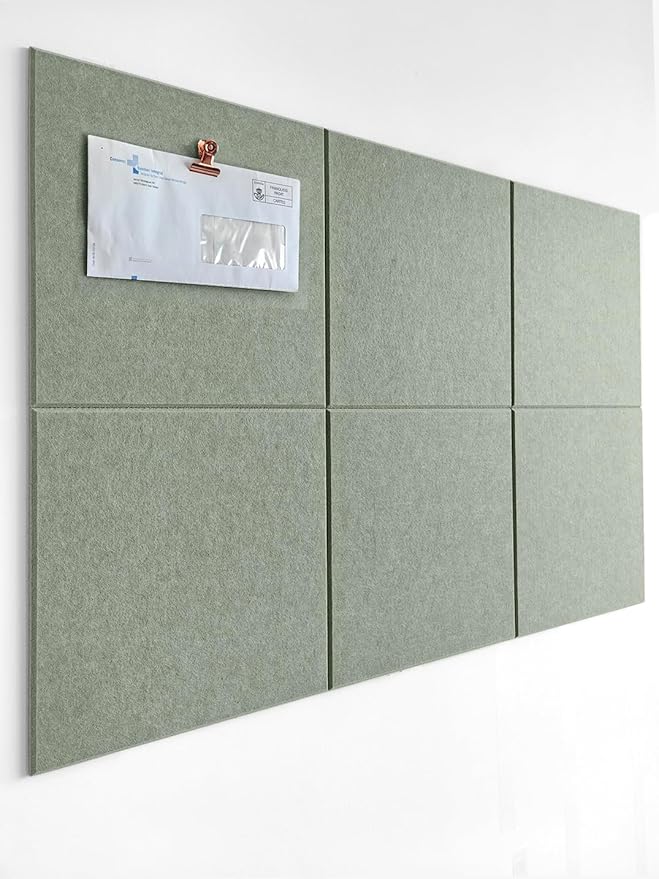Cork Board 24 x36 Alternative - 6 Pack Felt Wall Tiles with Safe Removable Adhesive Tabs, Cork Boards for Walls Cork Board for Home Office Pin Board Tack Board - Sage