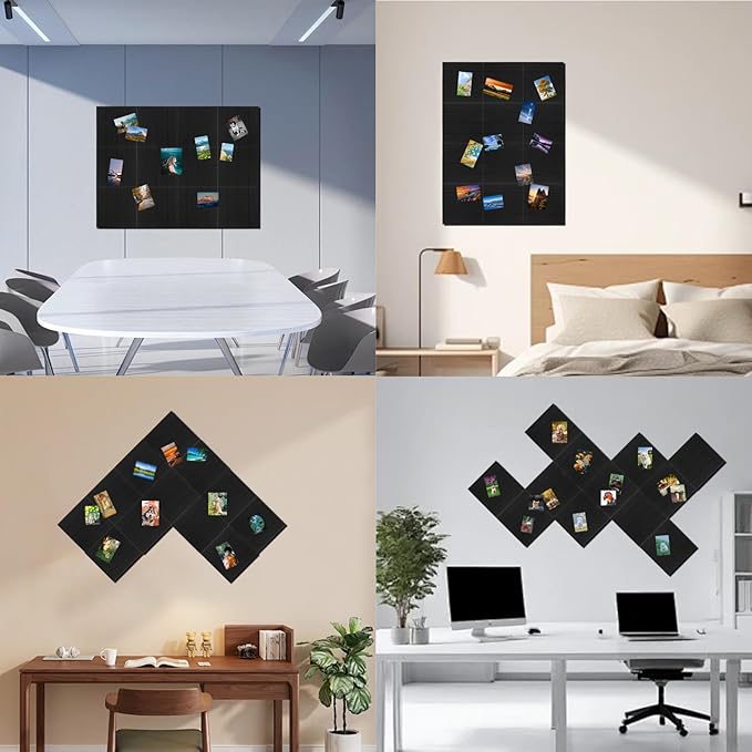 Large Bulletin Board 48"x36",Large Cork Board Alternative,Felt Bulletin Board Tiles with 35 Pushpins,12 Pack Felt Cork Board Tiles with Self Adhesive for Office Pin Board, Home & Classroom