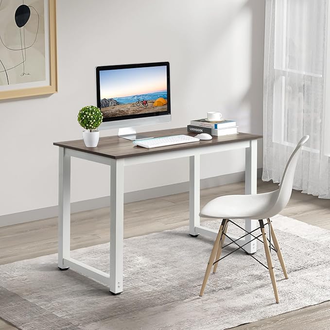 Desk Gray 110cm Office Desk Computer Table, Computer Gaming Table, Wooden Executive Desk Workstations for Home Office, Home Office Desks, Home Writing Desk for Bedroom 43.3" L x 23.6" W x 29.5" H