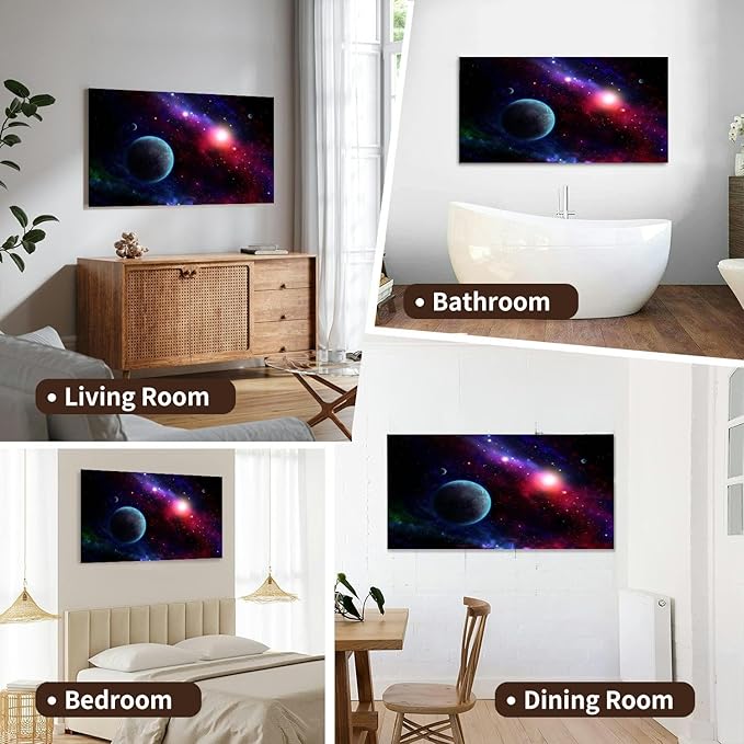 Canvas Wall Art for Living Room Bedroom 3D Rendered galaxy space scene planets Big Large Wall Art Decor Framed Painting Wall Pictures Prints Artwork Office