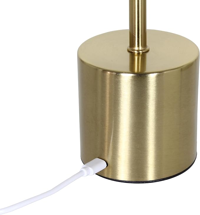 Simple Designs LD1083-GLD 12.75" Mushroom Magic Disc Dimming & Rechargeable Cordless 4-Way Touch Sensor Stick Desk Lamp, Gold