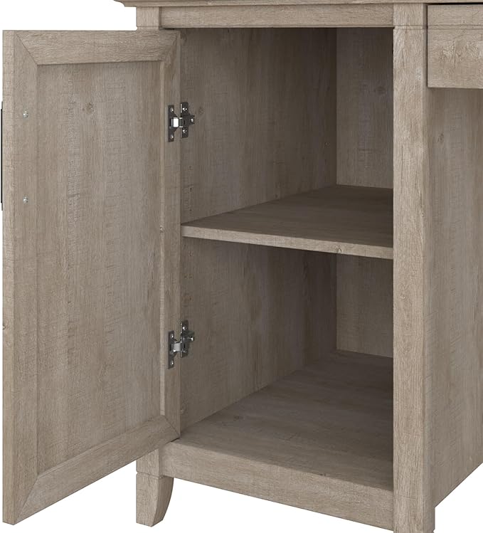 Bush Home Key West Computer Desk with Storage | Farmhouse PC Table for Home Office in Washed Gray | 54W x 24D