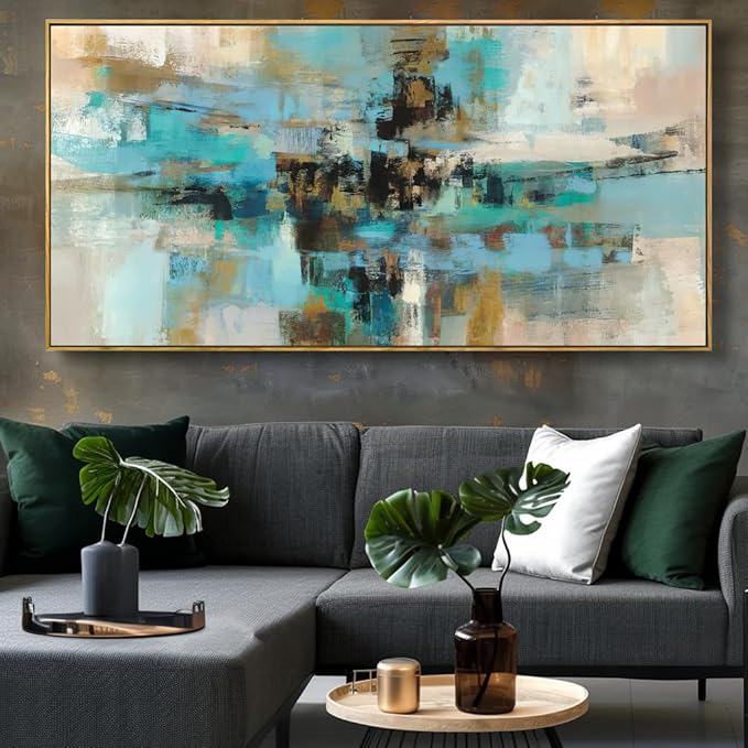 Wall Art Abstract Canvas Painting Green Fantasy Colorful Wall Decor Modern Artwork for Living Room Bedroom Dining Room Home Office Decor 30"x60" with Framed