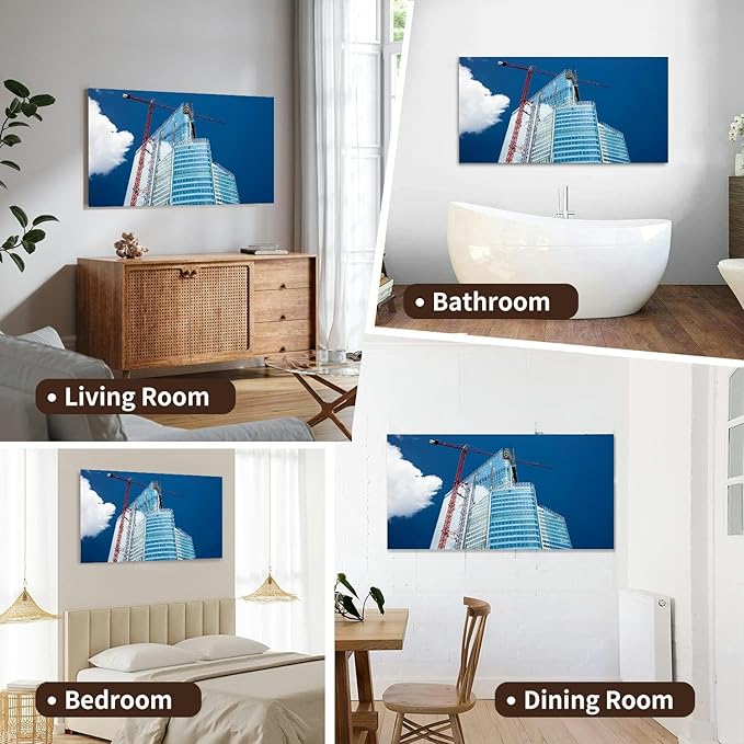 Canvas Wall Art for Living Room Bedroom Modern Office Building Construction Paris France Big Large Wall Art Decor Framed Painting Wall Pictures Prints Artwork Office