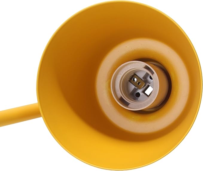 Simple Designs LD1073-YLW 16" Sleek Essentials Metal Looped Desk Task Lamp with Adjustable Shade and Dual USB Ports, for Office, Desk, Nightstand, Yellow