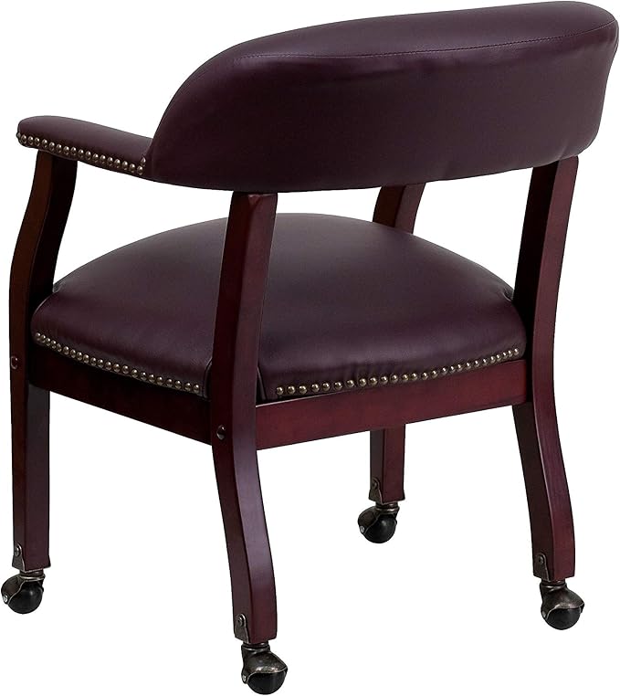 Flash Furniture Diamond Burgundy LeatherSoft Conference Chair with Accent Nail Trim and Casters
