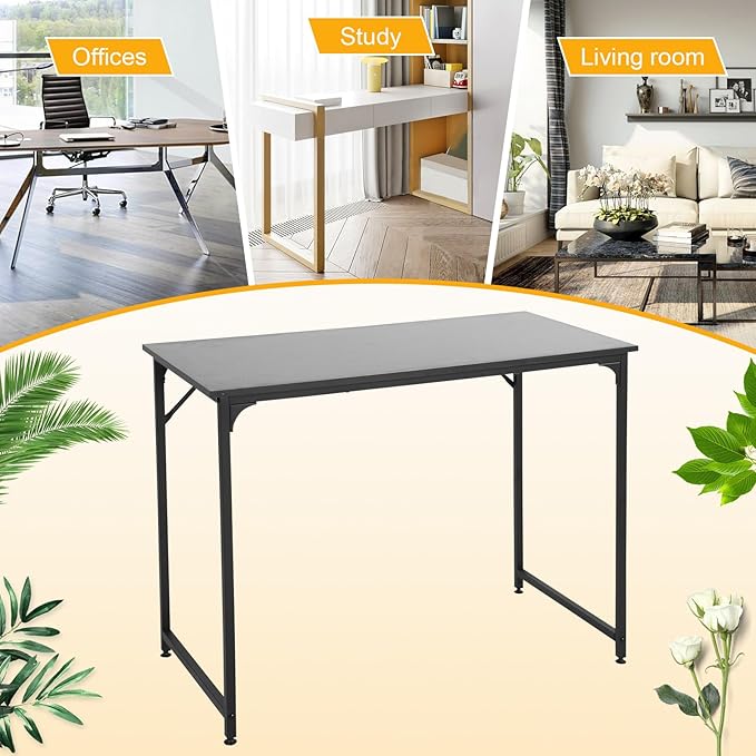 32 Inch Small Computer Desk, Metal-Framed Home Office Desk, Modern Study Table for Home Office Study and Writing,Black