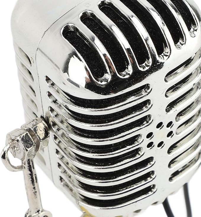 ZJchao Vintage Microphone Guitar Robot Table Lamp Aluminum Retro Metal Robot Night Light for Bedroom Desk Home Decor (Yellow)