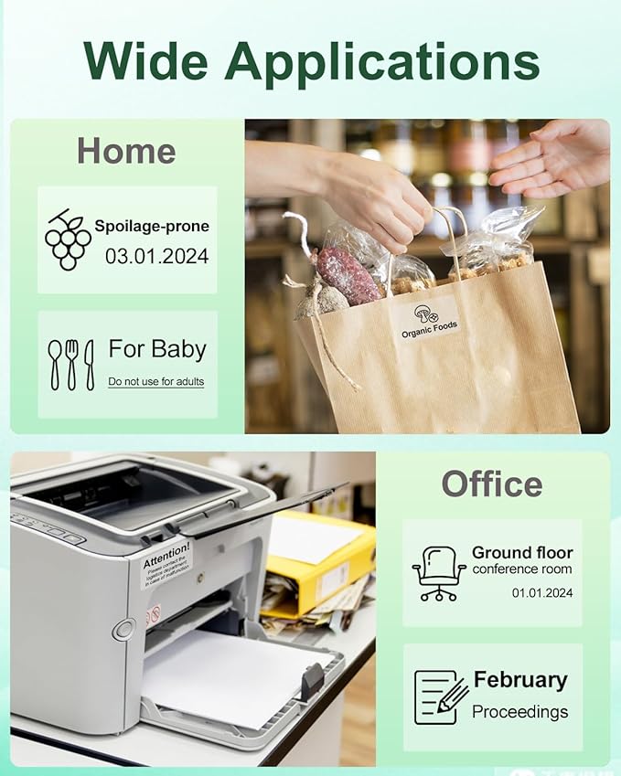 Phomemo M220 Label Maker White & 1 Roll Transparent Thermal Label 1.96"x1.18"(50x30mm), Upgrade 3 Inch Barcode Portable Printer, for Office & Small Business, Compatible with Phones&PC