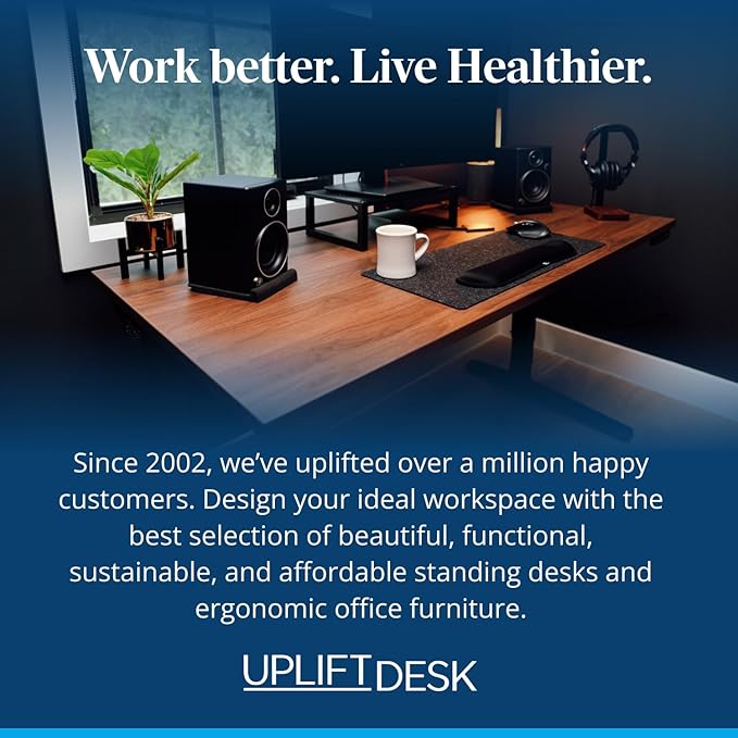 UPLIFTDESK E7 LED Desk Lamp - Adjustable 3 Color Modes, Dimmable Home Office Desk Light for Standing Desk, Dual Monitors, Aluminum Task Lamp (Black Base)