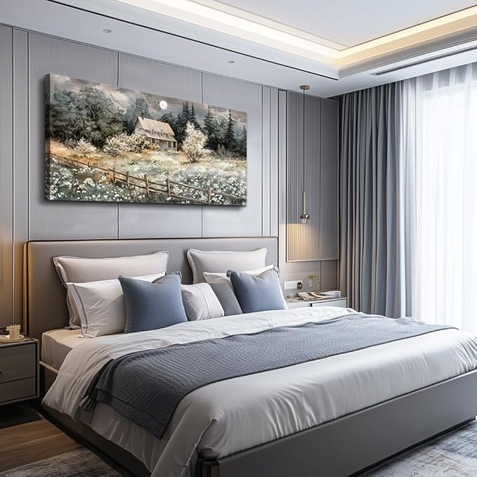 hyidecorart Farmhouse Canvas Wall Art Nature Landscape Paintings Wall Decor For Living Room Bedroom Decorations Rural Artwork Pictures Framed for Office Aesthetic Home Decor Ready To Hang