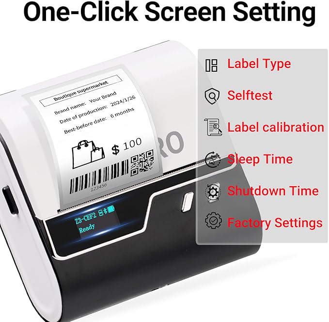 ORGBRO Z3 Label Maker Machine with Tape, 2-3 Inch Bluetooth Thermal Label Printer, Portable Sticker Printer for Small Business Office Home Organization Barcode Address, Compatible with Phones & PC