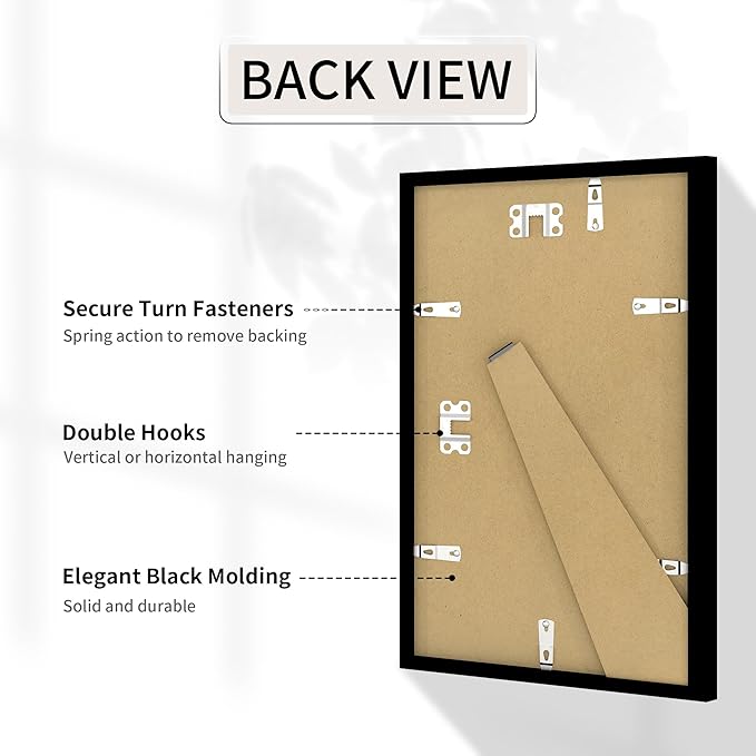 8x14 Collage Picture Frame, 4x6 Picture Frame Collage Frame Display 3 Pcs 4x6 Photos with Mat, or 8x14 Without Mat for Wall Decor - Horizontal or Vertical Wall Mounting, Black (2 Pack)