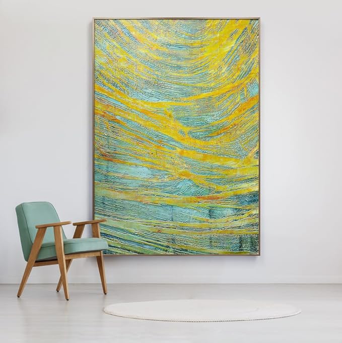 Green Oil Paintings Abstract Wall Canvas Art Large Wall Art for Living Room Large Framed Canvas Wall Art Artwork for Dining Room Hallway Wall Decor 27.5"x39.4"