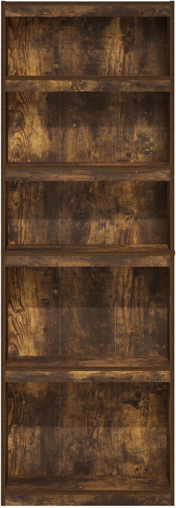 Furinno Jaya Book Shelf, 5-Tier Bookshelf, Bookcase, with Adjustable Shelves, 9.5" x 24.5" x 71.1", for Organization and Storage, for Home Office, Living Room, Amber Oak