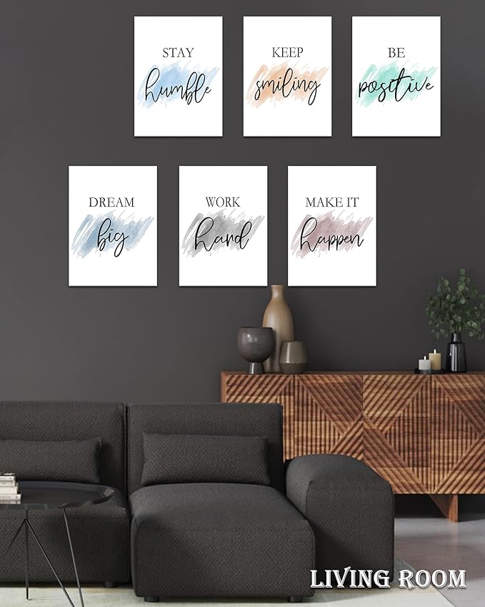 Drsoum Motivational Wall Decor Inspirational Office Wall Art Quotes 12β x16β Framed Wall Art for Living Room Encouraging Canvas Posters for Office Bedroom Sayings - Set of 6 PCS Framed