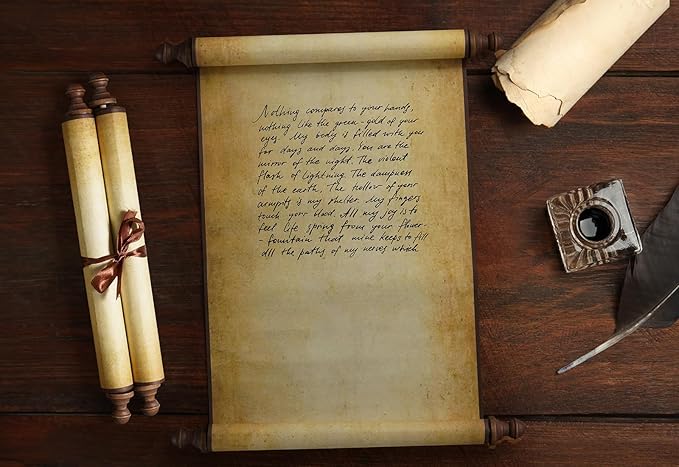 Makevivi 1 PCS Blank Scrolls Paper with Wood Rods, for Naughty or Nice List, Writing, Wedding Vows, Invitation, Love Letter, Cosplay Prop, Renaissance, 7.1 x 31.5 inches (Style 2)
