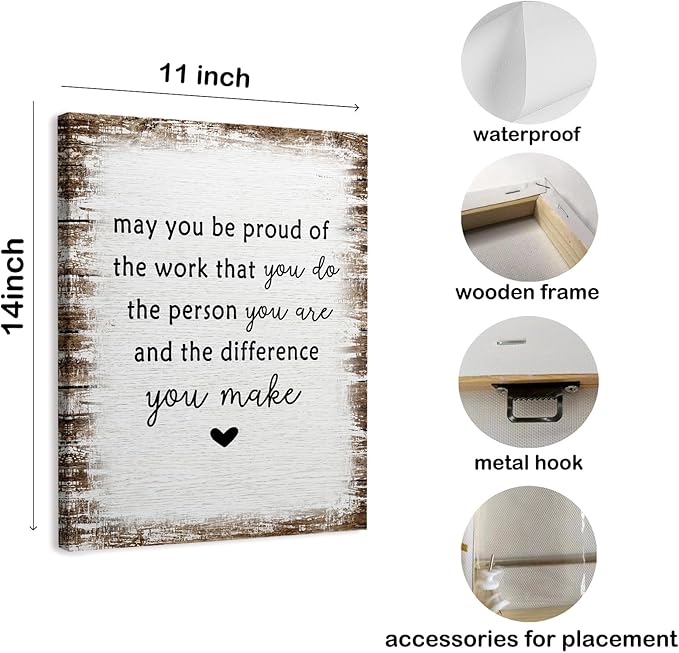 WODMIS Inspirational Painting, Wrapped Canvas Wall Art for Office Decor, Employee Appreciation Gift, 11x14 inches