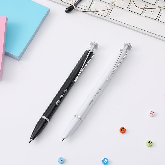 Mr. Pen- Metal Retractable Gel Pens, 2 Pack, Black Ink, 2 Refills, Fine Point 0.7 mm, Fast Dry, Smooth Writing, Cute Pens for Drawing, Writing Planner and School Supplies