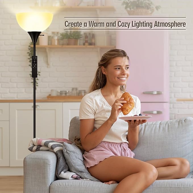 Floor Lamps for Living Room, 71'' Torchiere Floor Lamps with Remote, 2700K-6500K Colors Temperature & Brightness Adjustable, 10W/1200LM Bright Dimmable Floor Lamp,Tall Standing Lamp for Bedroom/Office