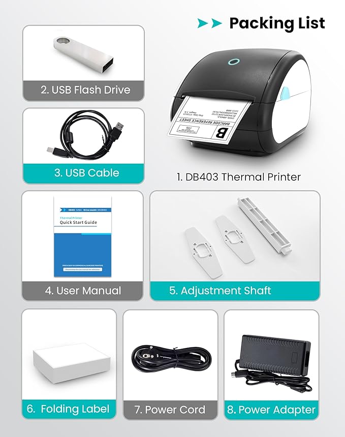 Shipping Label Printer Bluetooth - Thermal Shipping Label Printer 4x6 for Small Business, Home, Office, Prints Clearly and Easy to Connect, Compatible with Amazon, Ebay, Tiktok, Etsy, USPS, Black