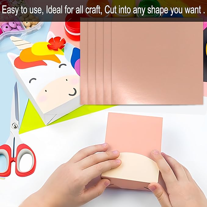 Rose Gold Cardstock Paper 12x12 Inch, 12 Sheets Heavy Weight 92lb/250GSM Premium Shimmer Metallic Foil for Wedding Invitations, Scrapbooking, Card Making, Graduations, Parties 