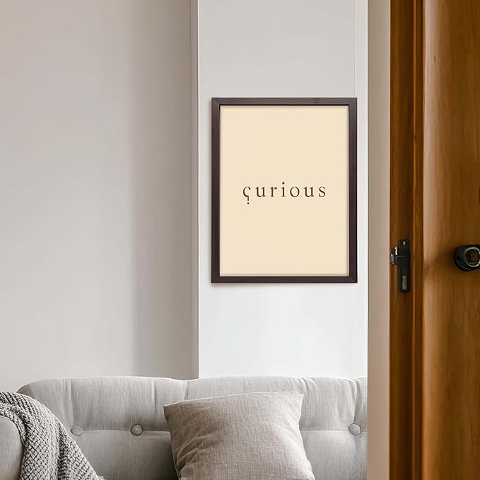 ALPINE INK CO. Curious Typography Canvas Poster - Minimal Word Art Design - Soft Neutral Modern Style - Office Bedroom Study Wall Decor - 18x24 Unframed Canvas Print