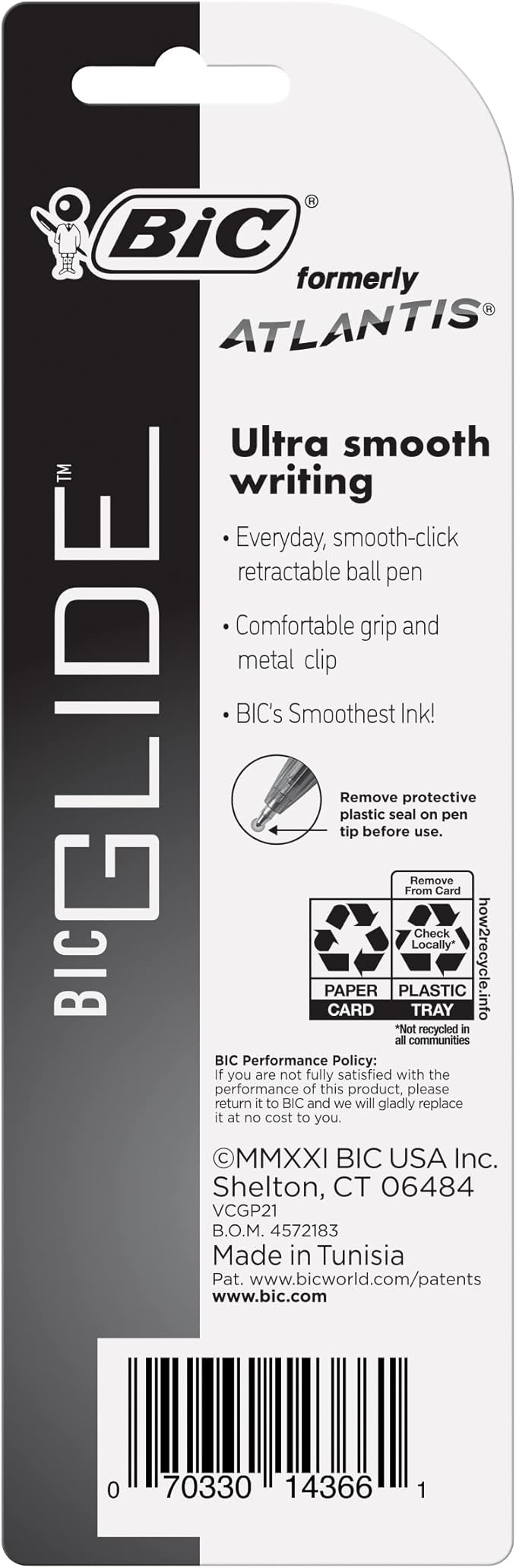 BIC Glide Blue Retractable Ballpoint Pens, Medium Point (1.0mm), 2-Count Pack, Ultra Smooth Writing Blue Pens