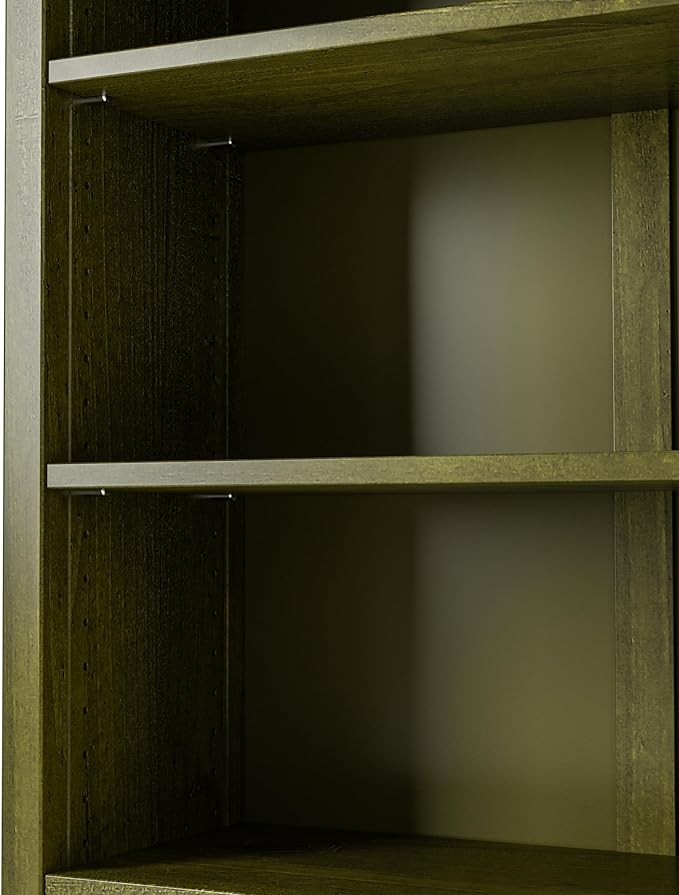 Camaflexi Shaker Style 4 Shelf Bookcase/Solid Wood / 48" High/Adjustable Shelving/Closed Back/Display Bookshelf for Living Room, Bedroom, Home and Office, Olive Grove Green