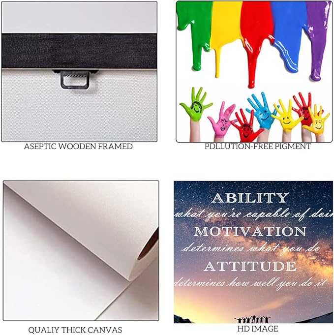 Motivational Quotes Wall Art Motto Inspirational Success Teamwork Canvas Painting Inspirational Entrepreneur Posters and Prints Motivation Attitude Saying Pictures Decor for Office Home (28”Hx44”W)