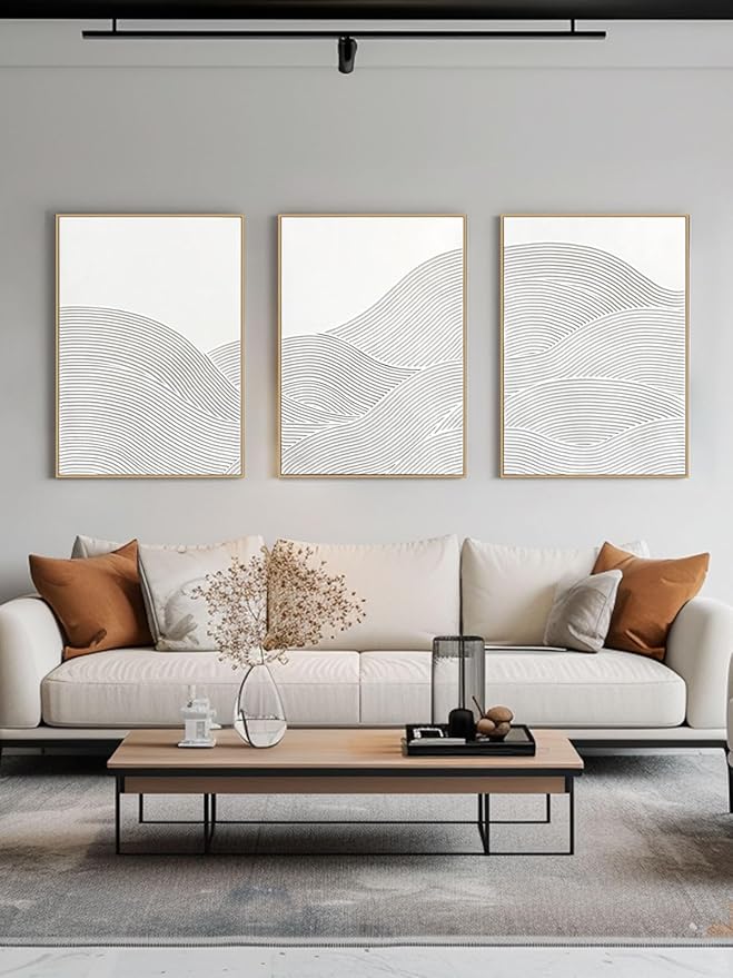 Framed 3-Piece Neutral Abstract Textured Wall Art – Modern Boho Wall Décor for Living Room, Bedroom & Bathroom – Large 3D Framed Artwork for Contemporary Home Décor,20 x 28 inches x3 pieces